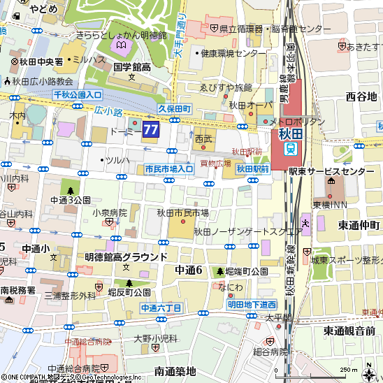 秋田支店付近の地図